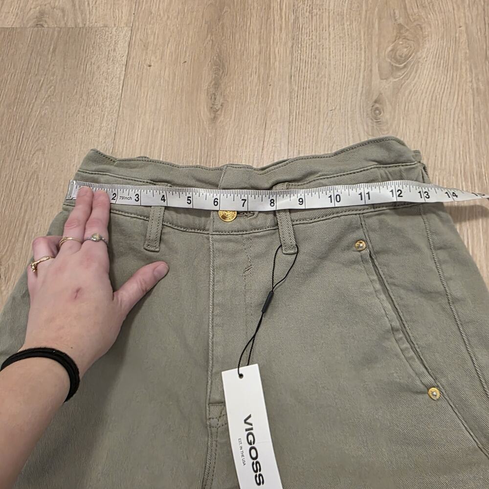 Vigoss Tan Janis Baggy‎ Elastic Waist High Rise Casual Crop Jeans Size 27 - Picture 6 of 11